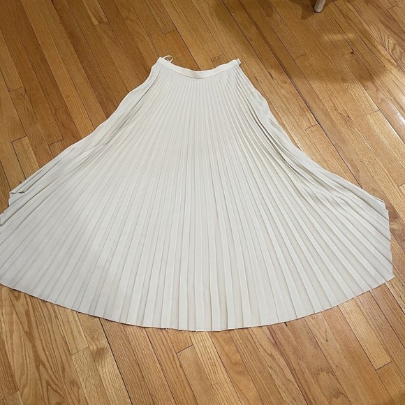 Helmut Lang Pleated Chiffon Midi Skirt Womens Size 2 High Waist  Oyster NEW - Picture 10 of 13